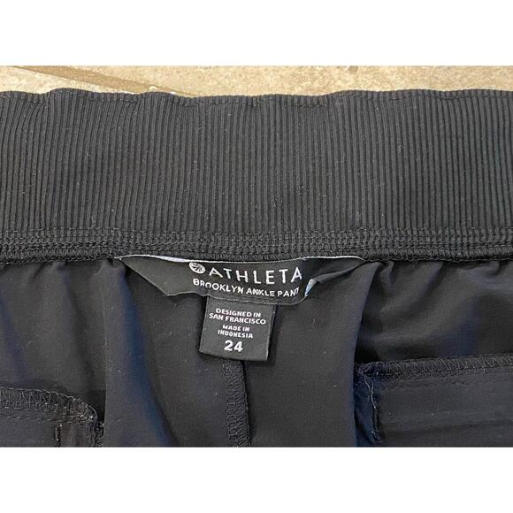 Athleta Black Ankle Pants Womens Plus Size 24 Pull-On Easy Care 46x26 Crop - Picture 3 of 5